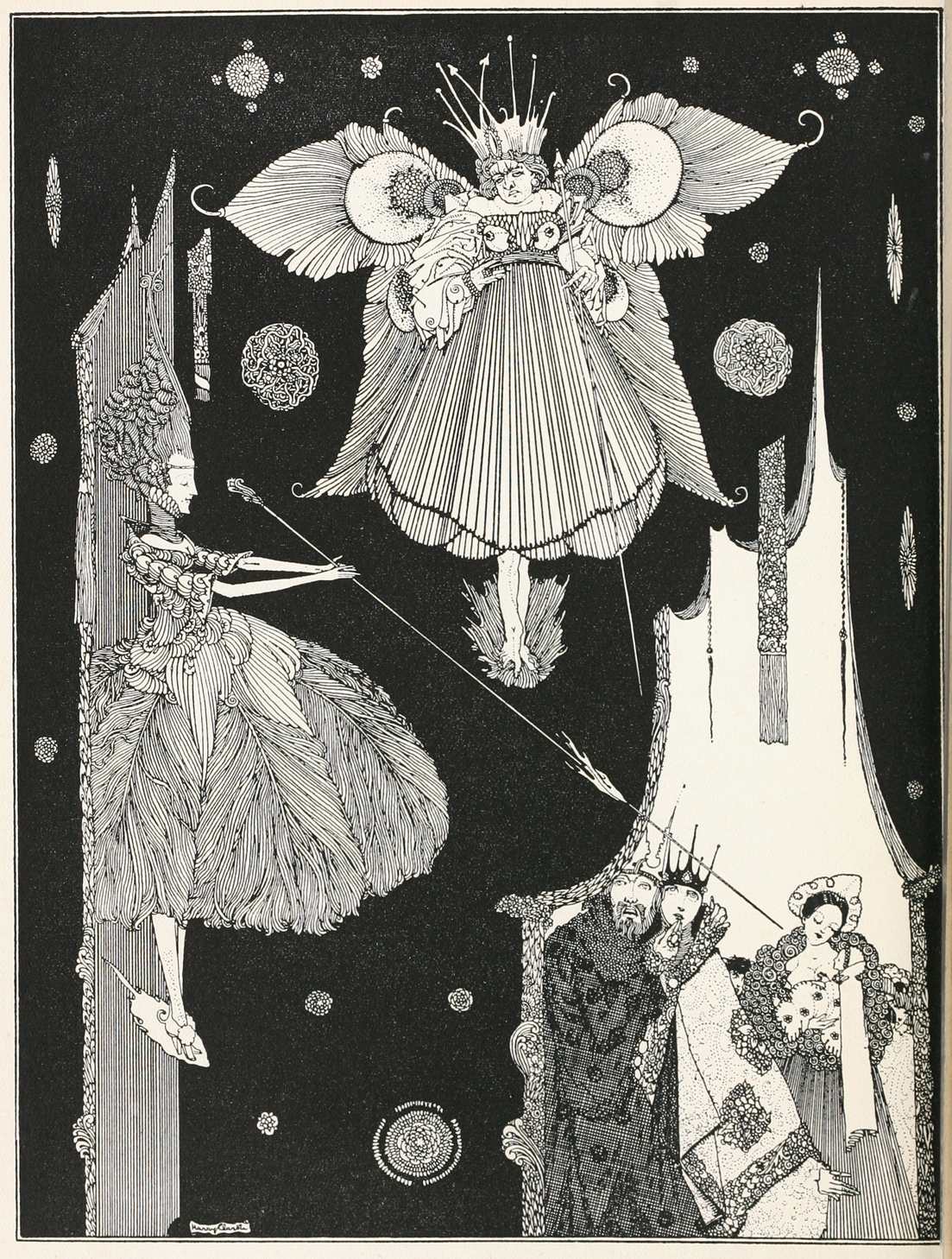 At this very instant, the young fairy came out from behind the hangings (1922) - Henry Patrick Clarke Artwork