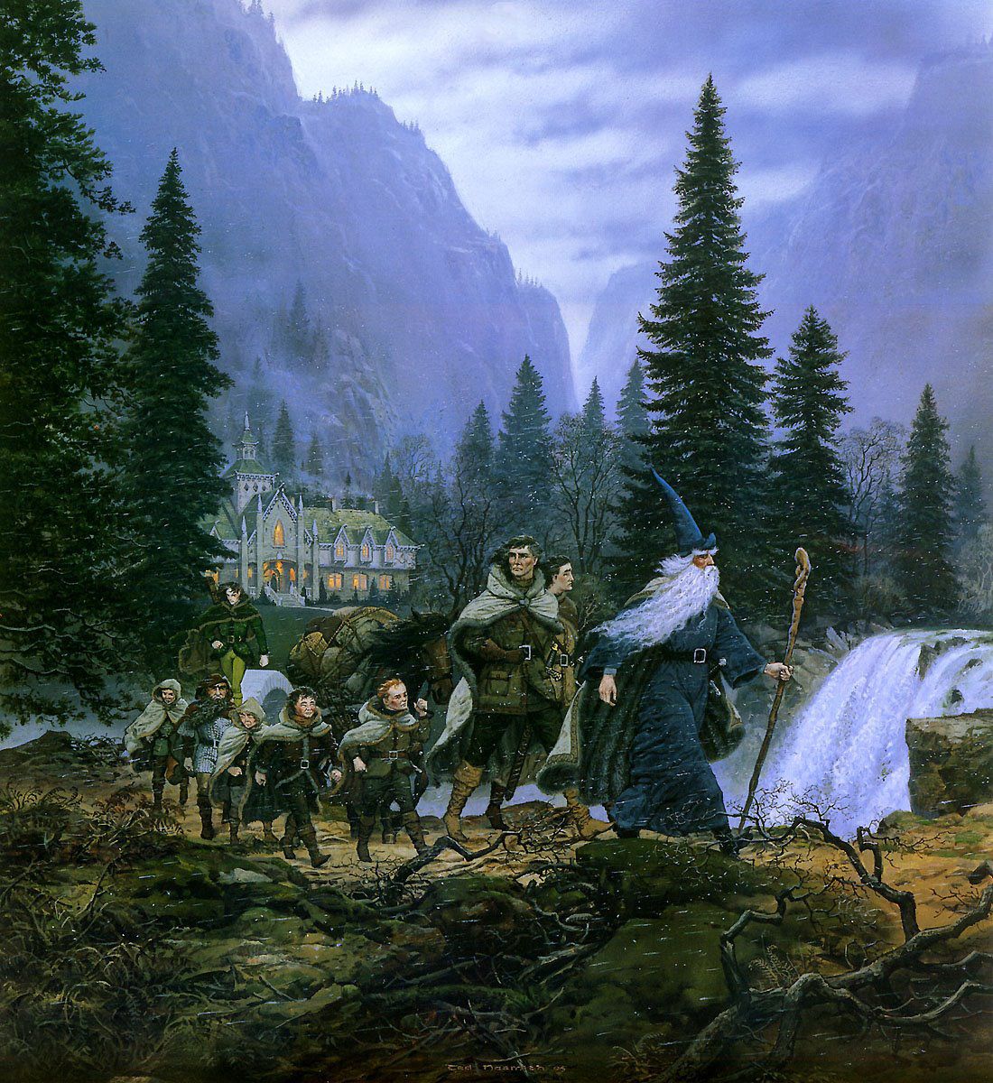 The Fellowship Leaving Rivendell by Ted Nasmith